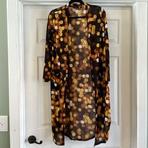 G by Giuliana Womens Long Duster Black Yellow Rust Orange Brown Cardigan Sweater